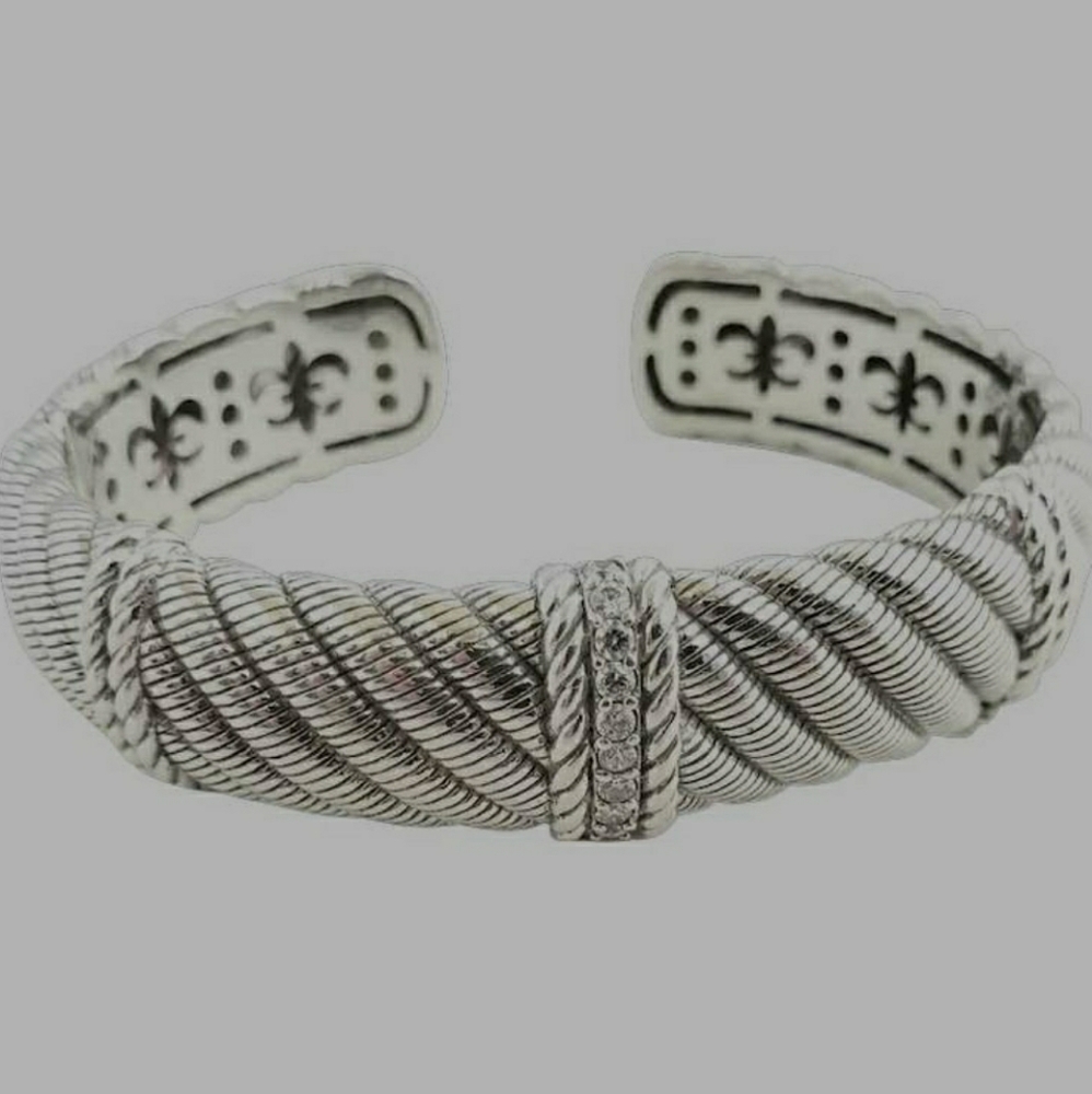 Judith Ripka Sterling Silver Diamonique Hinged Cuf